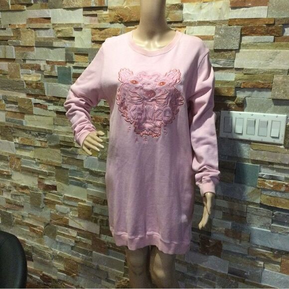KENZO Light Pink Logo Sweatshirt Dress - Picture 5 of 11